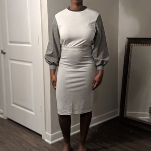 Puffy Sleeve Top w/Plaid Detail